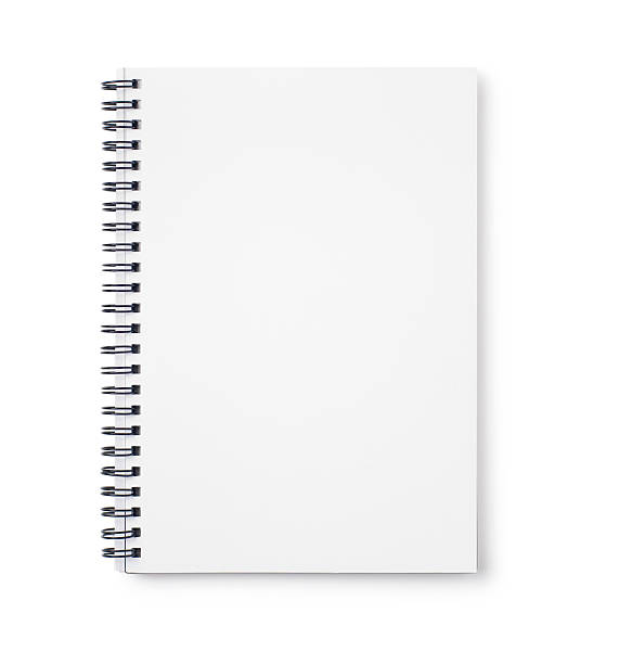 Empty white notebook with black wire binding Notebook with clipping path note pad stock pictures, royalty-free photos & images