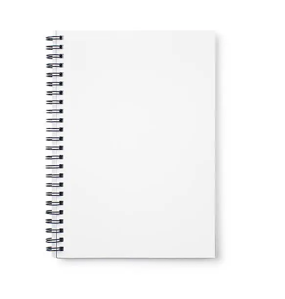 Photo of Empty white notebook with black wire binding