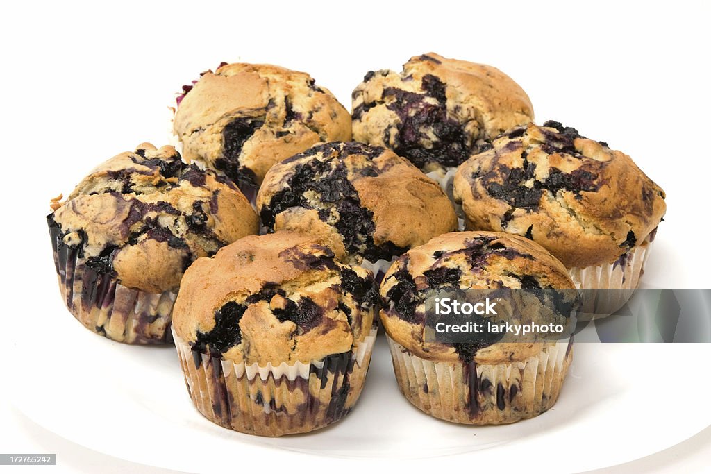 Piatto di mirtillo Muffin - Foto stock royalty-free di Alimentazione non salutare