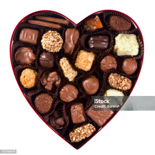 Caixa De Chocolates - Fotografias de stock e mais imagens de Caixa - Caixa, Chocolate, Símbolo do Coração