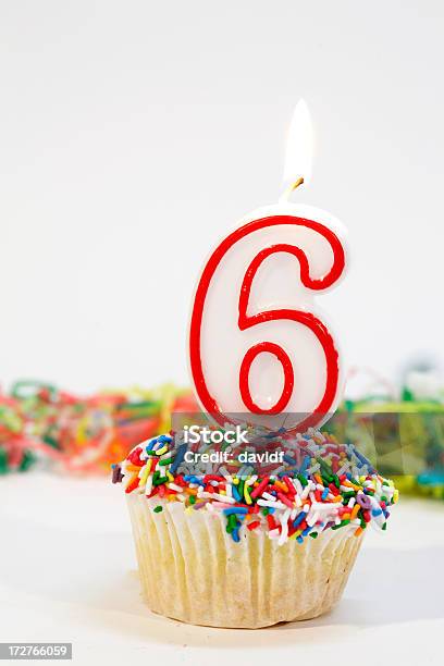 Number 6 Party Cake Stock Photo - Download Image Now - Baking, Birthday, Birthday Cake