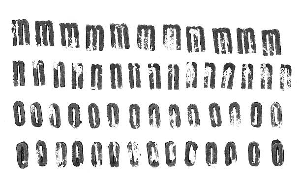 tipógrafo letras minúsculas m para o - rubber stamp typescript alphabet letterpress - fotografias e filmes do acervo