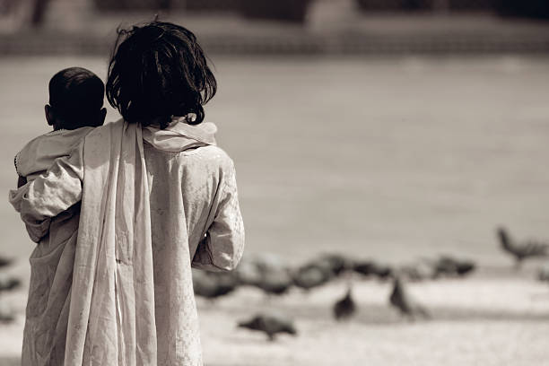 A lost in time concept image of two children