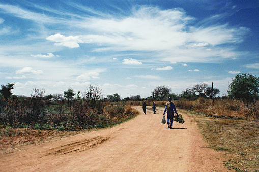 Knocking-off time for miners - a shot from the countryside of Zimbabwe close to a gold mine.