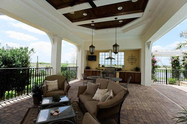 istock Covered Luxury patio with outdoor kitchen 172767369