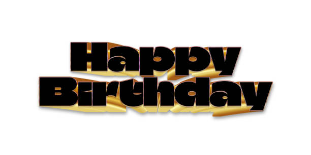 istock 3D Black and Gold Happy Birthday Lettering. Happy Birthday Text With White Background 1727674552