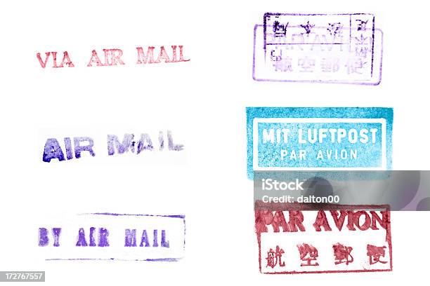 Poczta Lotnicza Postmarks - zdjęcia stockowe i więcej obrazów Bez ludzi - Bez ludzi, Białe tło, Brudny