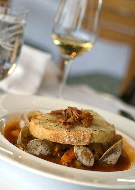 istock Bacon Topped Seafood, Bread atop Shellfish & Clams 172768331
