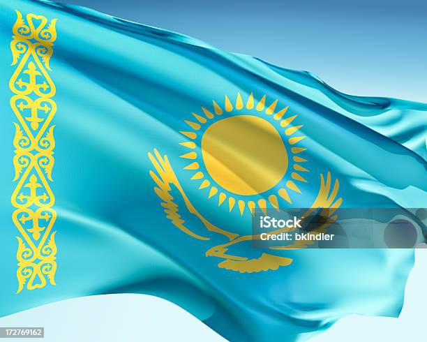 Photo libre de droit de Drapeau Du Kazakhstan banque d'images et plus d'images libres de droit de Bleu - Bleu, Ciel, Destination de voyage