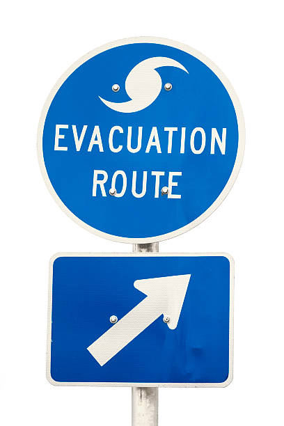 Hurricane Evacuation Route Road Sign - Isolated stock photo