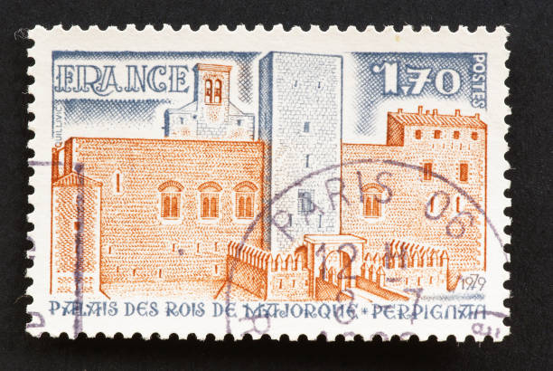 Blaise Pascal portrait on vintage french postage stamp