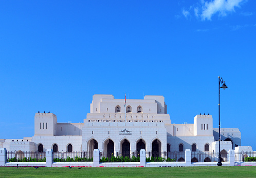 Muscat, Oman: Royal Opera house Muscat - leading venue for musical arts and culture in the Sultanate of Oman. The opera house is located in the Shati Al Qurm district, on Sultan Qaboos Street. Built on the royal orders of Sultan Qaboos, the Royal Opera House Muscat  has a seating capacity of 1100 people. The opera complex consists of a concert hall, auditorium, gardens, markets, luxury restaurants and an arts center producing music, theater and opera. Designed by  Wimberly Allison Tong and Goo (WATG) architects, this piece of contemporary Omani architecture is inspired in vernacular forms, specially in the castles and towers along the Arabian Sea coast.