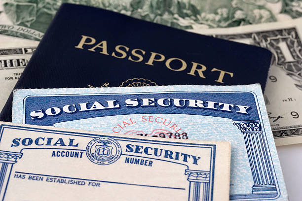 Social Security Cards & Passport stock photo