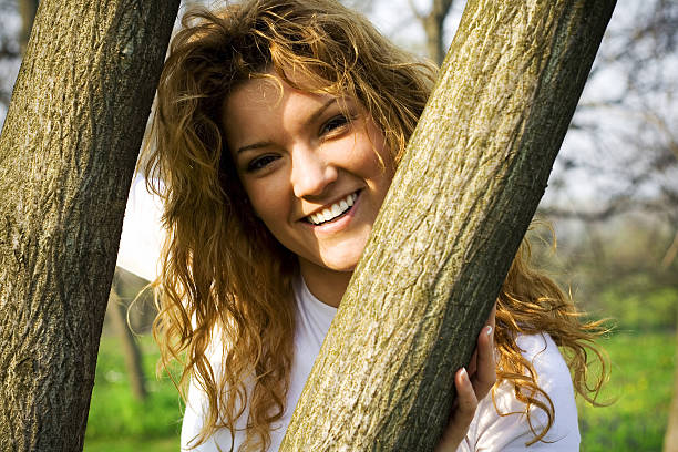 Happy woman Beautiful woman smiling in natural environment georgijevic stock pictures, royalty-free photos & images