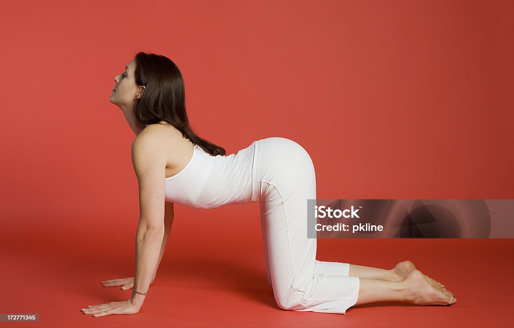 Mulher fazendo Yoga pose de cão/vaca - Foto de stock de Adulto royalty-free