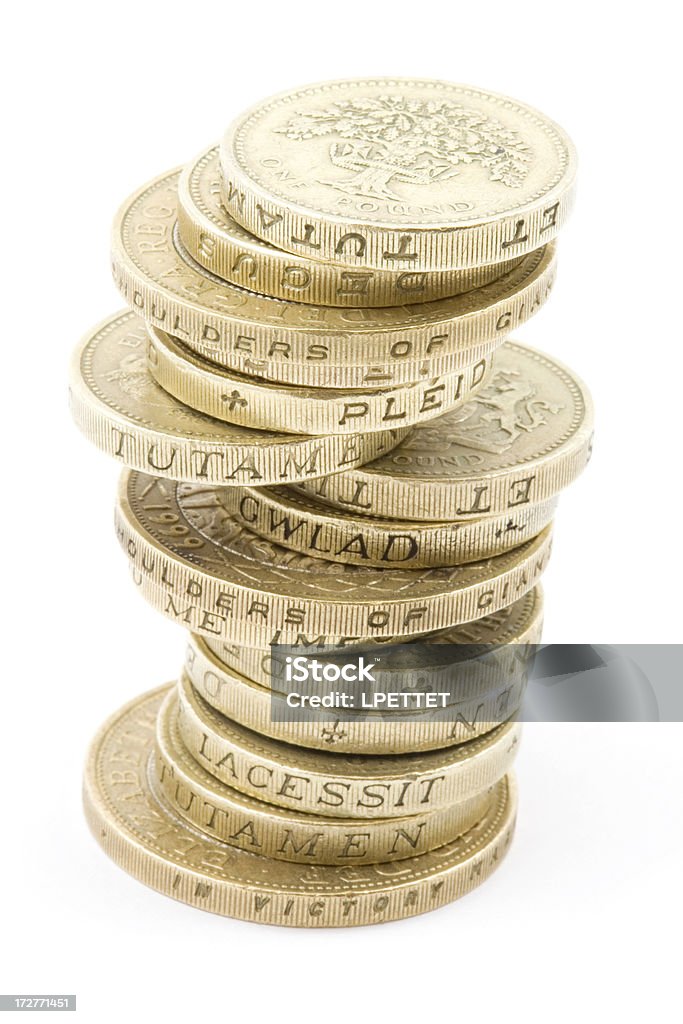 Moedas de Um Pound Britânico - Foto de stock de Antigo royalty-free