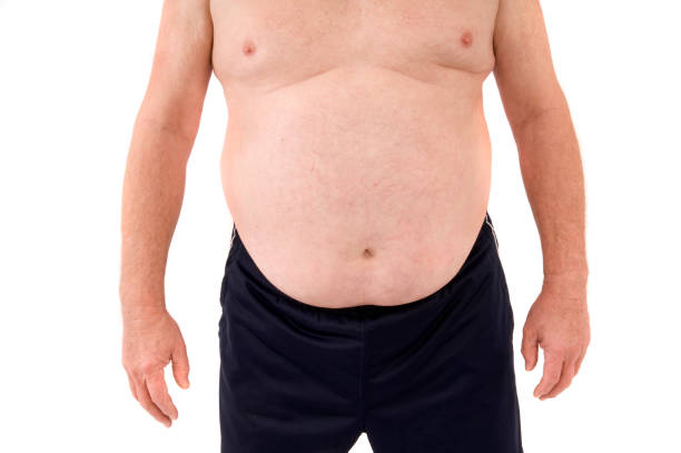 overweight senior man overweight senior man fat guy no shirt stock pictures, royalty-free photos & images