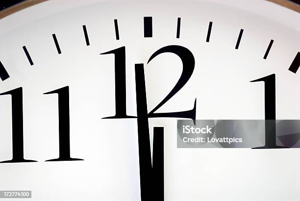 A Clock Face Showing Almost 12 Stock Photo - Download Image Now - 12 O'Clock, Celebration Event, Clock