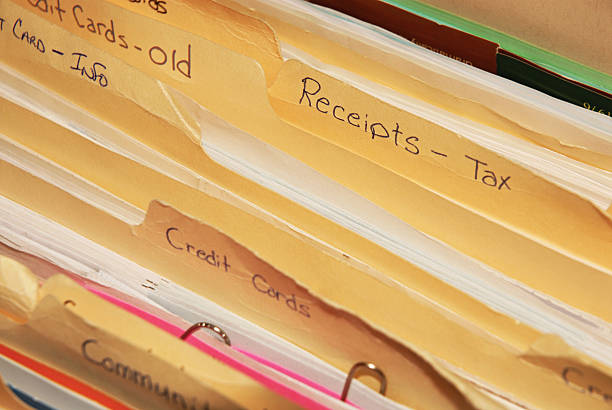Tax Receipts File Folder stock photo