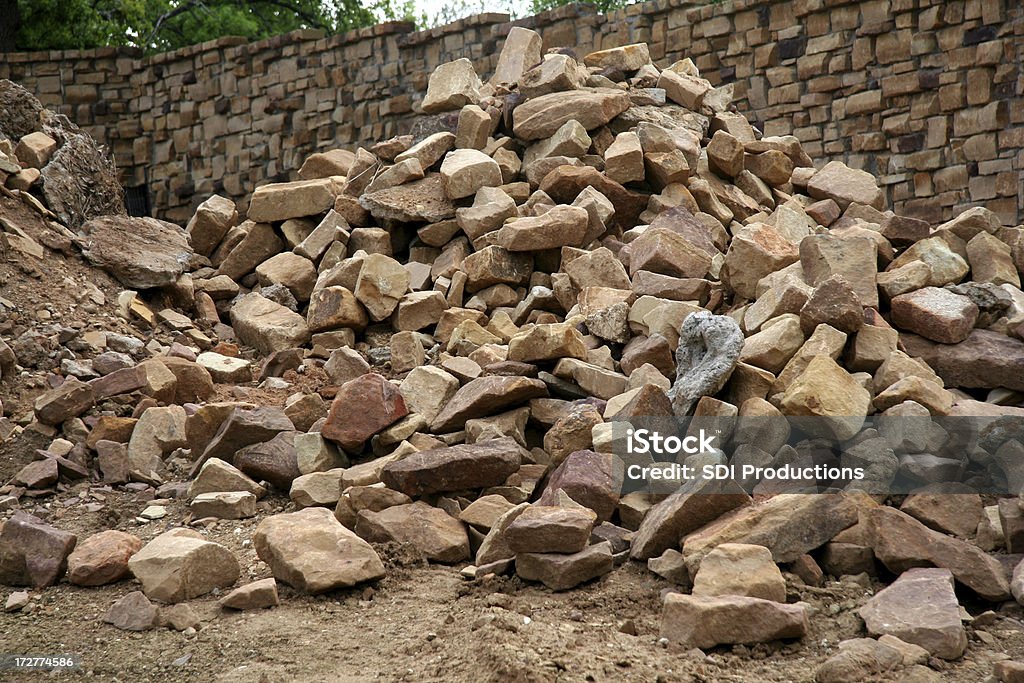 Building a Wall Rocks used for building a residential community wall. Stack Stock Photo