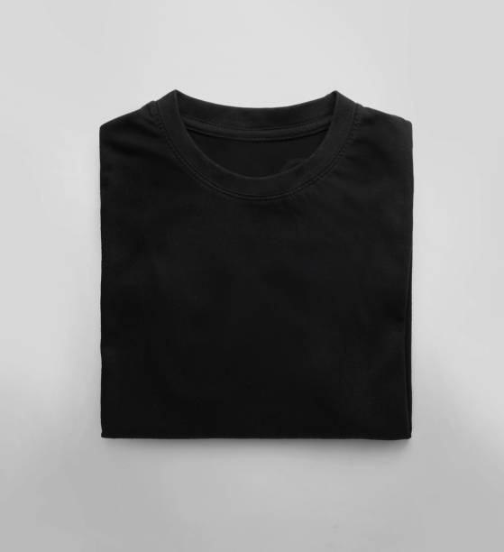 istock Black folded t-shirt on white background 1727746700