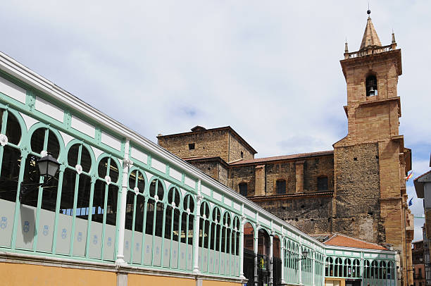 Fontan Market and Isidoro Church, Oviedo stock photo