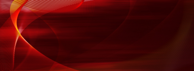 Combination of photography (background image) and computer generated graphics. Brightly colored and sharply rendered lines fill the left 1/3 of the image. Faded and blurry lines fill the rest and add movement to the burgundy colored background.