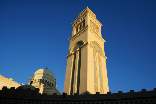A grand mosque in the Algeria Square in Tripoli, Libya. The mosque was originally a Roman Catholic cathedral built during Italian occupation, and was later converted into an impressive mosque.