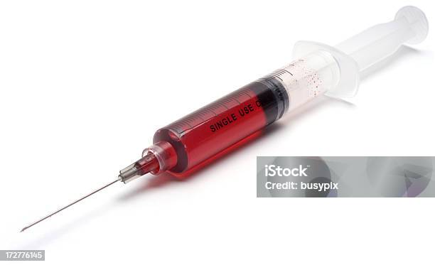 Isolated Syringe With Blood Stock Photo - Download Image Now - AIDS, Beauty, Biology