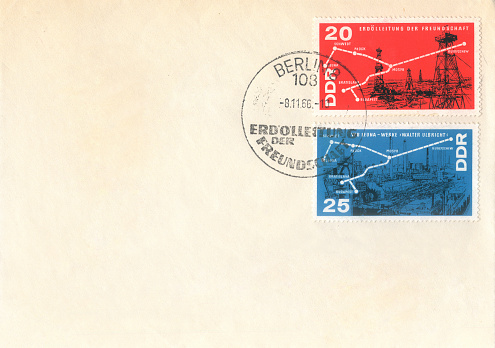 Envelope with two Petroleum DDR stamps.