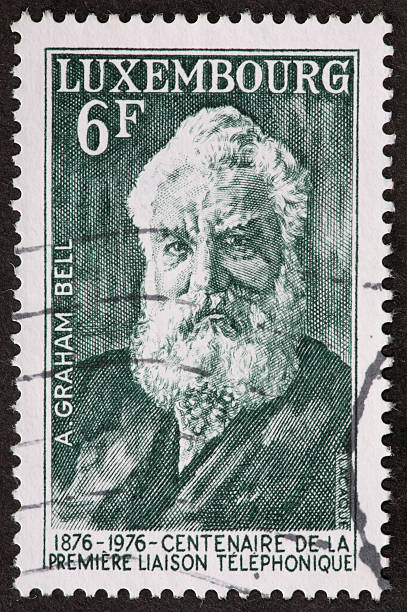 Alexander Graham Bell stamp postage stamp honoring Alexander Graham Bell, inventor of the telephone. alexander graham bell stock pictures, royalty-free photos & images
