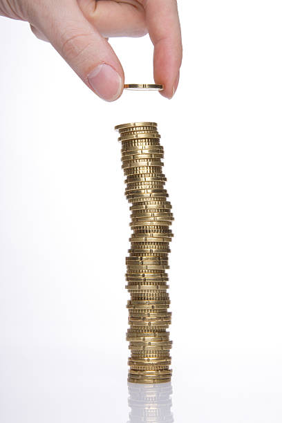 Money stacking stock photo