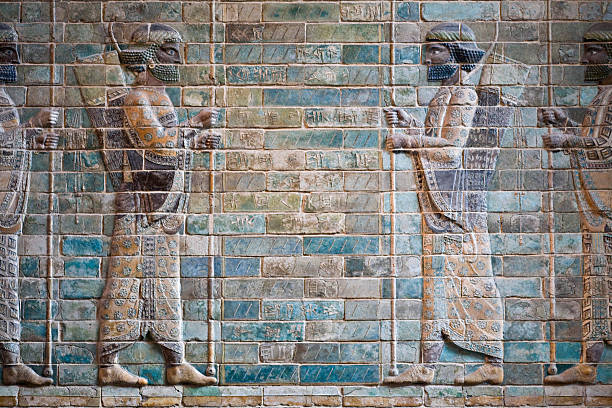 Ancient Persian Archers Terracotta from the Palace of Darius the 1st (c. 510 BC) persian pottery stock pictures, royalty-free photos & images