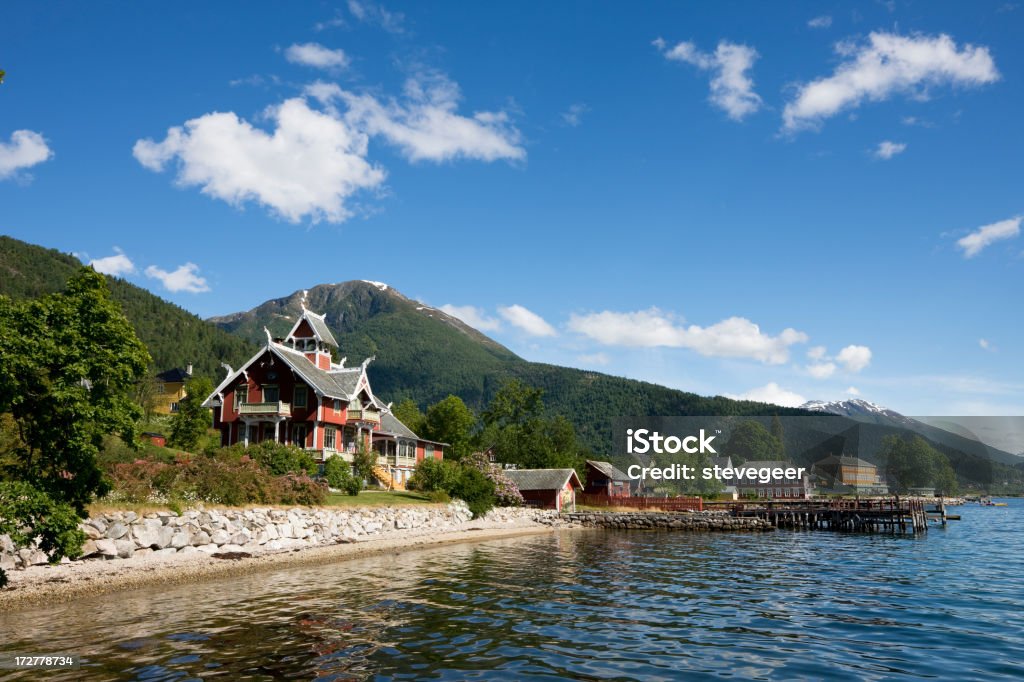 Victorian casa no Fiorde - Royalty-free Balestrand Foto de stock