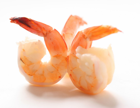 Three cooked shrimp.  See also: