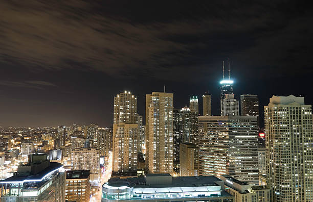 istock Chicago River North at Night - Aerial View 172779983