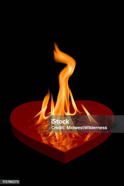 On Fire For You Stock Photo - Download Image Now - Flame, Heart Shape, Black Background