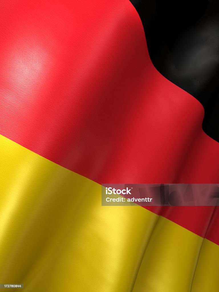 German flag German flag waving. See larger detail for satin cloth texture. High resolution 3D rendering. Backgrounds Stock Photo