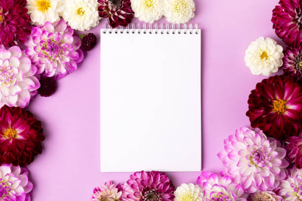 istock Notebook with flowers dahlias 1727809730