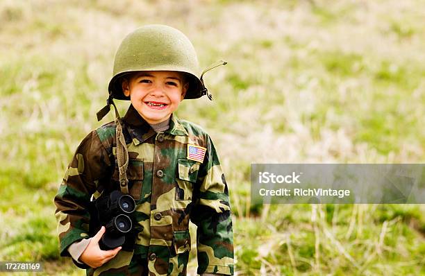 Kid Soldier Stock Photo - Download Image Now - American Culture, American Flag, Armed Forces