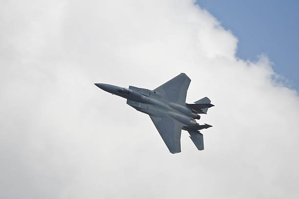 USAF F-15 Eagle Fighter Makes Hard Turn