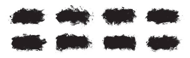 istock Black paint brush strokes isolated on white background. Dark watercolour set. Abstract grunge texture effect bundle. Graphic design element grungy painted style concept for banner, ads, offer, big, mega, or flash sale 1727815630