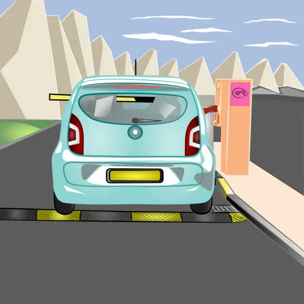 Vector illustration of Convenient contactless payment at car park.