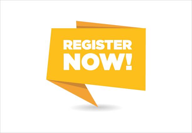 bildbanksillustrationer, clip art samt tecknat material och ikoner med register now speech bubble label vector illustration - register