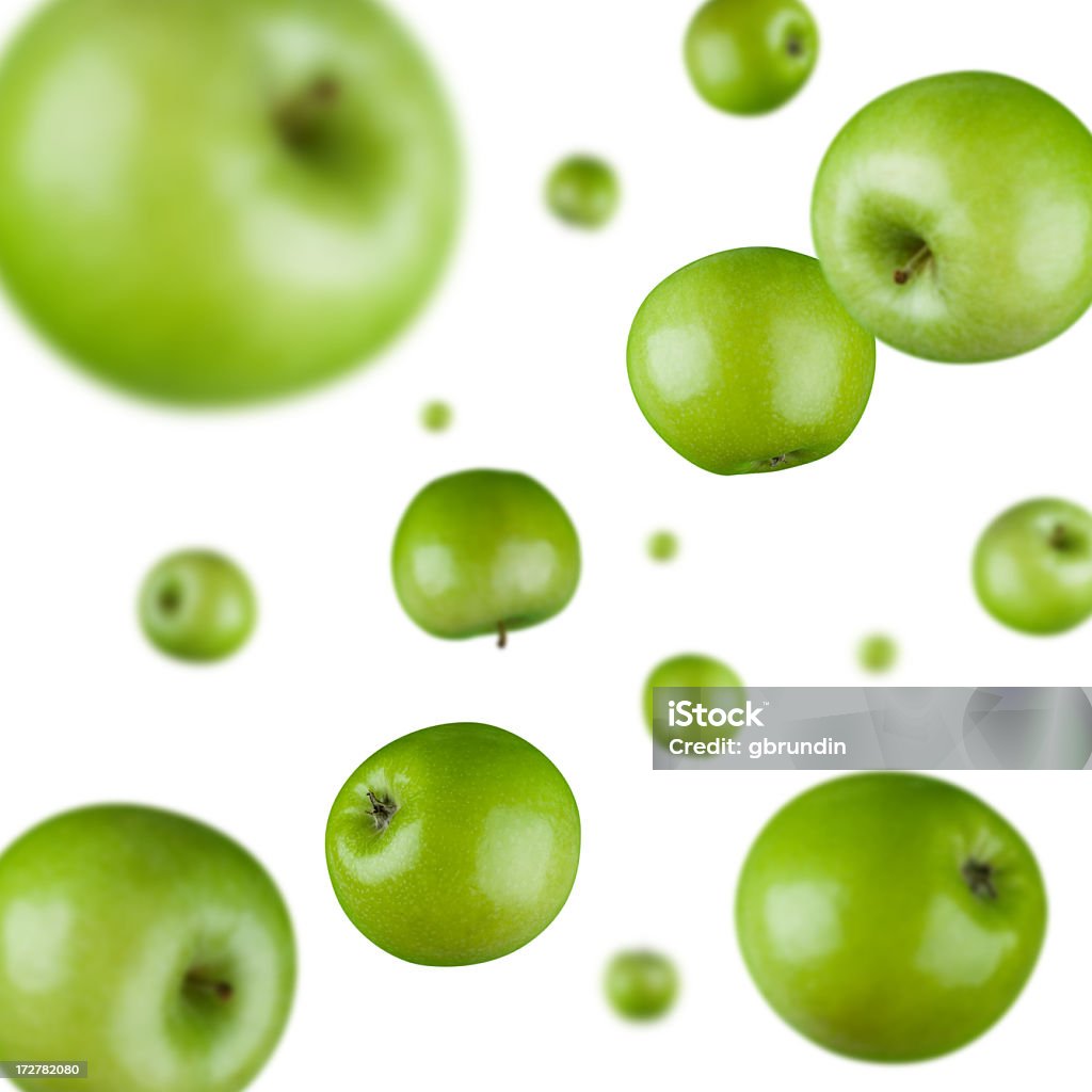 Explosão de maçã verde - Foto de stock de Voar royalty-free