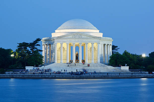 мемориал джефферсона - washington dc night jefferson memorial memorial стоковые фото и изображения