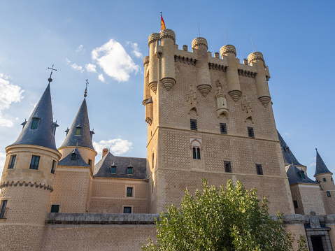 Cardona, Spain - December 08, 2012: View on Cardona Castle in Catalonia, Spain. One of the most important medieval fortess. This picture was taken from outside the castle.