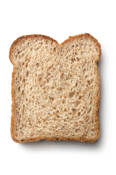 Bread: Slice of Brown Bread Isolated on White Background