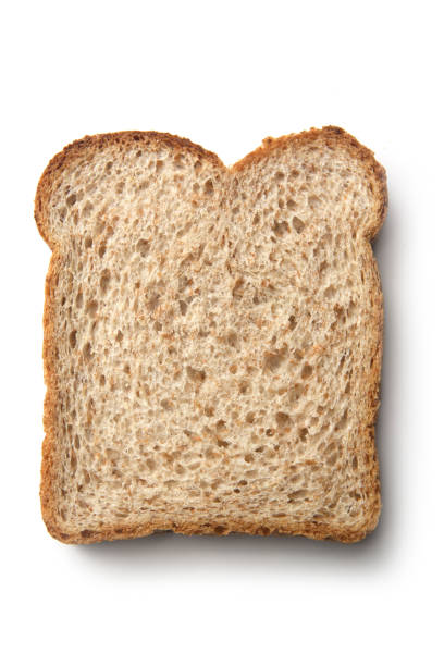 выпечки: ломтик загорают хлеб - bread isolated white portion стоковые фото и изображения