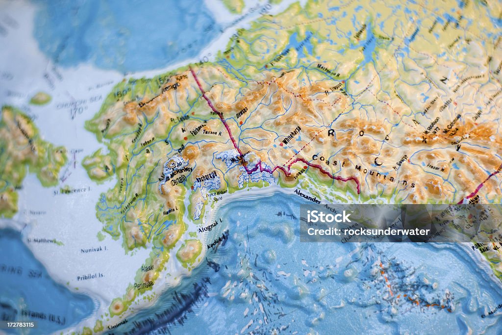 Alaska Reliefkarte - Lizenzfrei Alaska - US-Bundesstaat Stock-Foto
